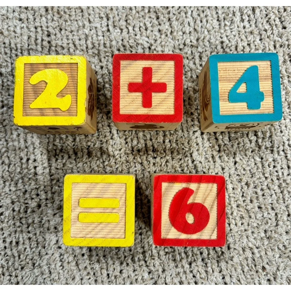 Number And‎ Math Sign Alphabet Building Wood Blocks Learning Toy Homeschool